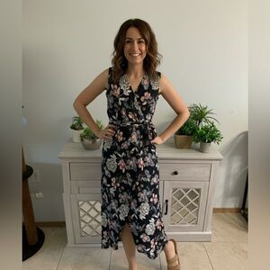 One Clothing Sleeveless Floral Faux Wrap Tulip Hem High Low Dress Size Small